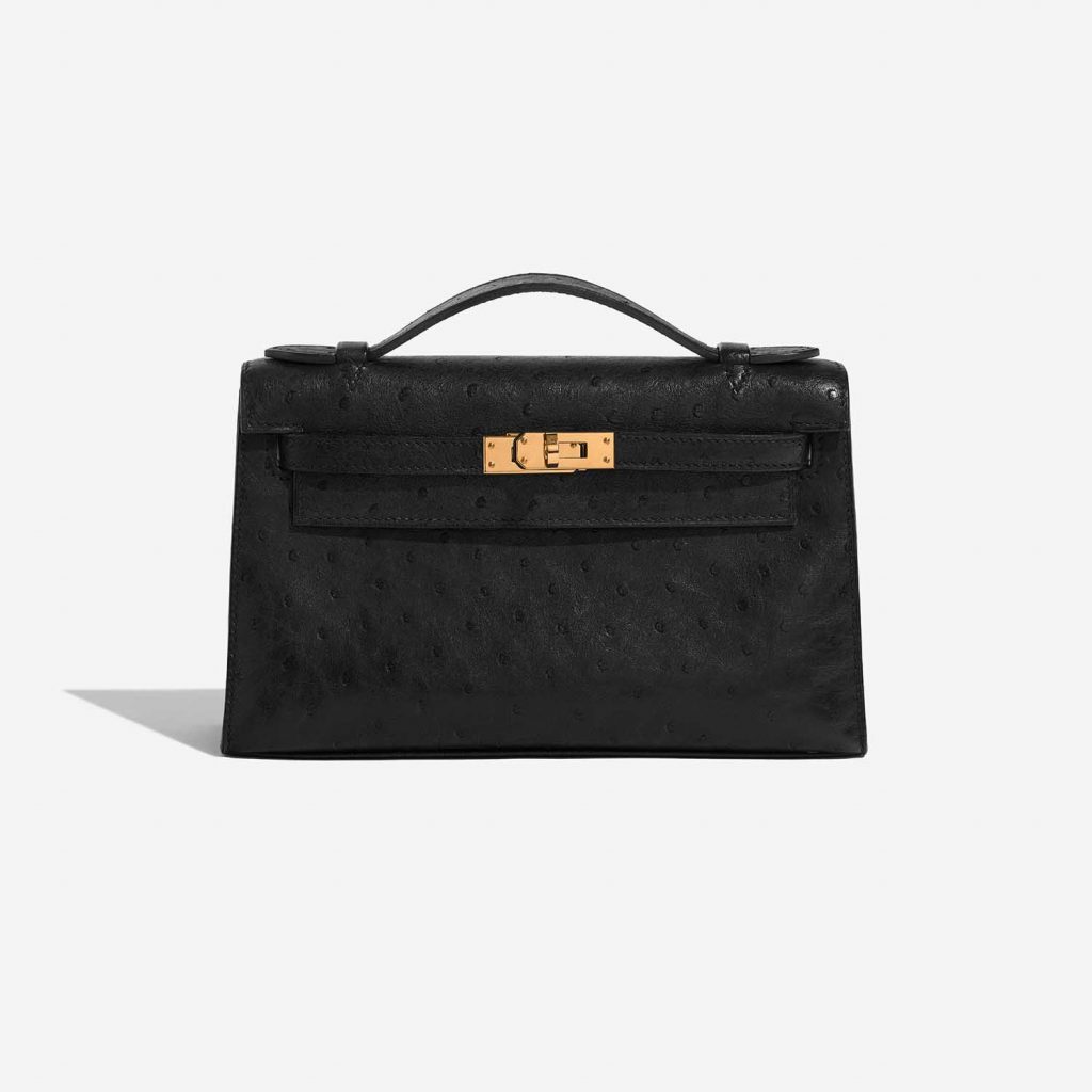 Hermès Kelly Pochette Ostrich Black SACLÀB