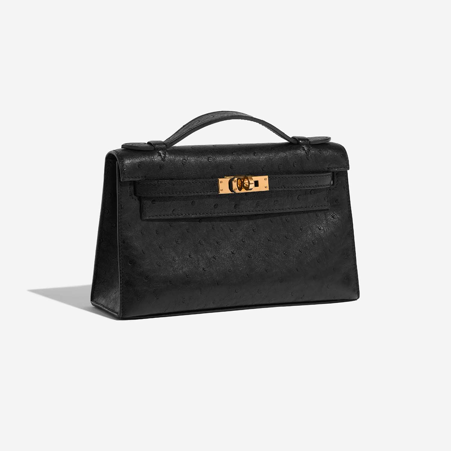 Pre-owned Hermès bag Kelly Pochette Black Side Front | Sell your designer bag on Saclab.com