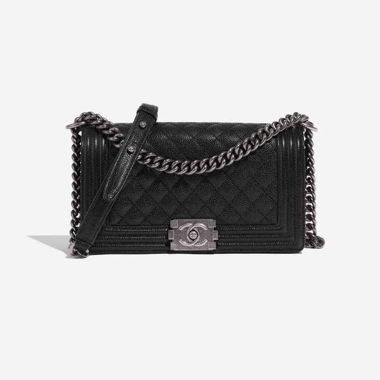 Chanel Boy OldMedium Black Front  | Sell your designer bag on Saclab.com