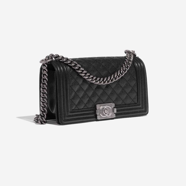 Chanel Boy OldMedium Black Side Front  | Sell your designer bag on Saclab.com