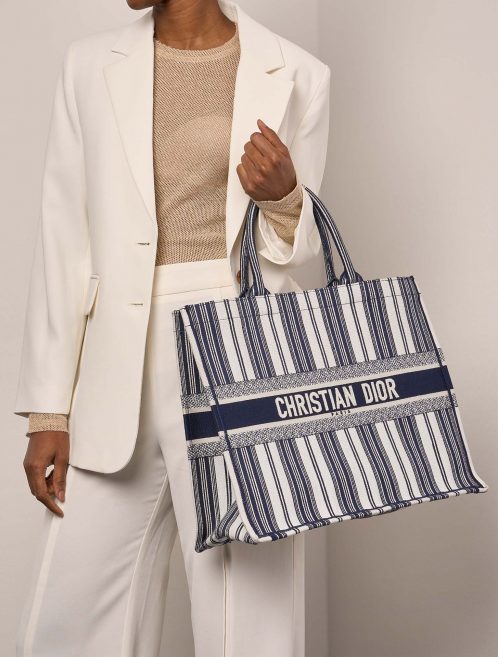 Dior BookTote Large Beige-Blue Front  | Sell your designer bag on Saclab.com