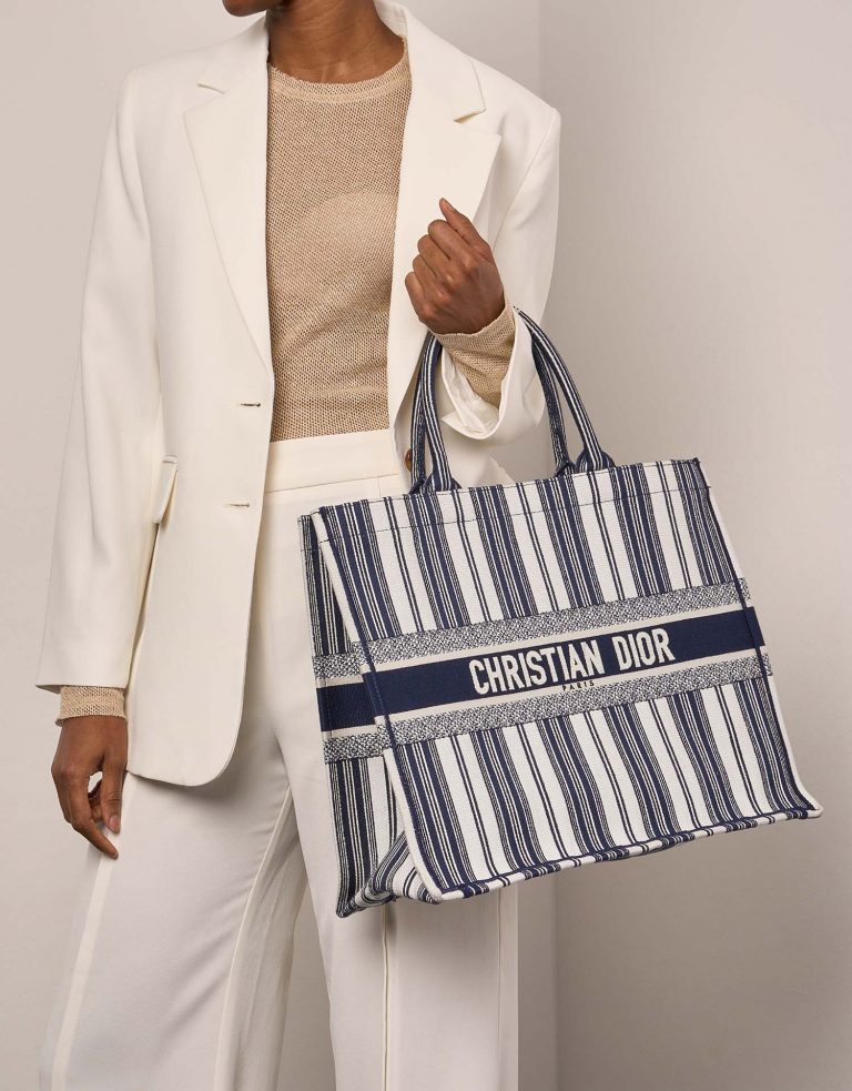 Dior BookTote Large Beige-Blue Front  | Sell your designer bag on Saclab.com
