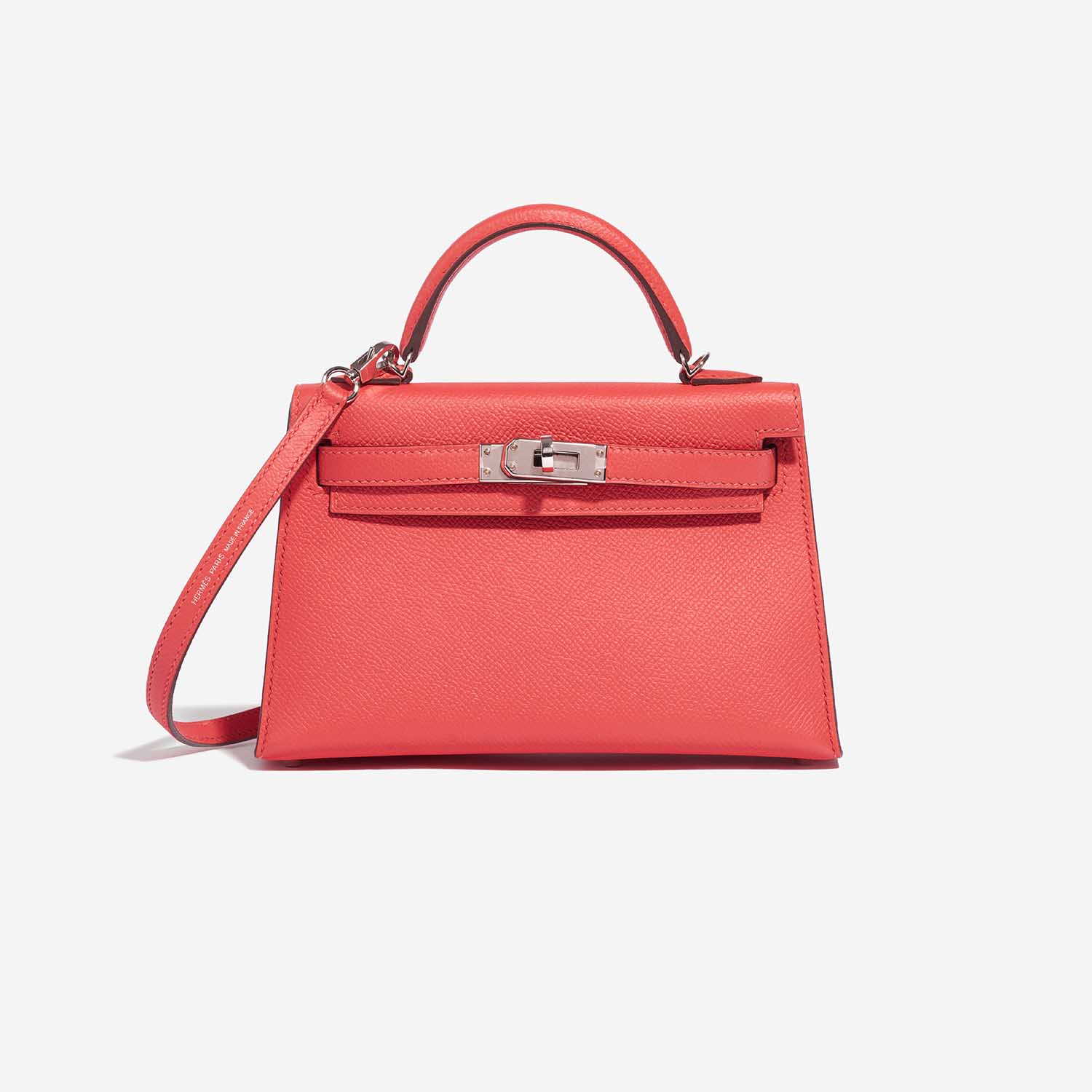Hermès Kelly Mini RoseJaipur-RougeVif Front  | Sell your designer bag on Saclab.com