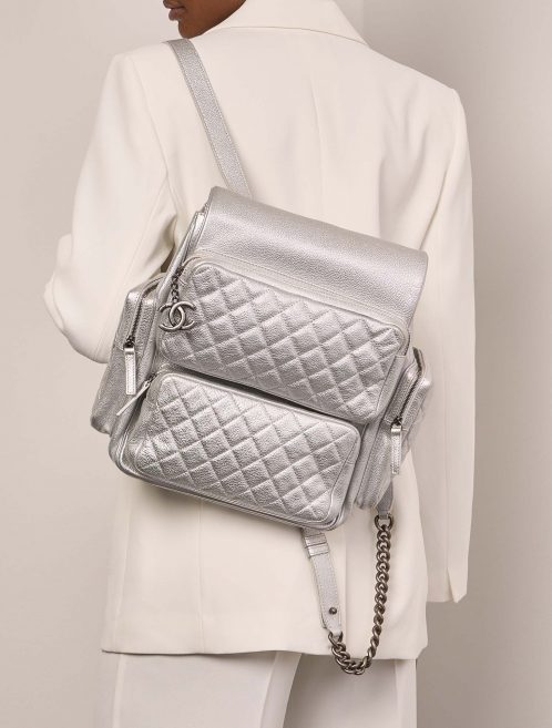 Chanel Backpack Silver Front  | Sell your designer bag on Saclab.com