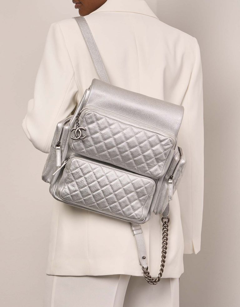 Chanel Backpack Silver Front  | Sell your designer bag on Saclab.com