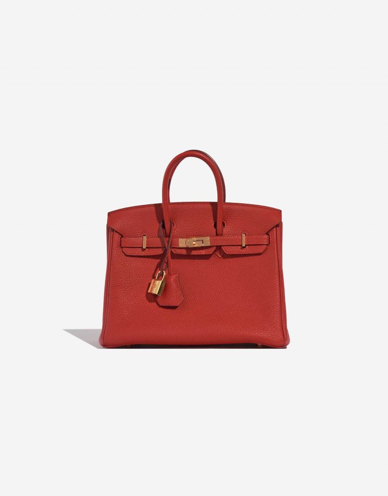 Pre-owned Hermès bag Birkin 25 Togo Rouge Vermillon Red Front | Sell your designer bag on Saclab.com
