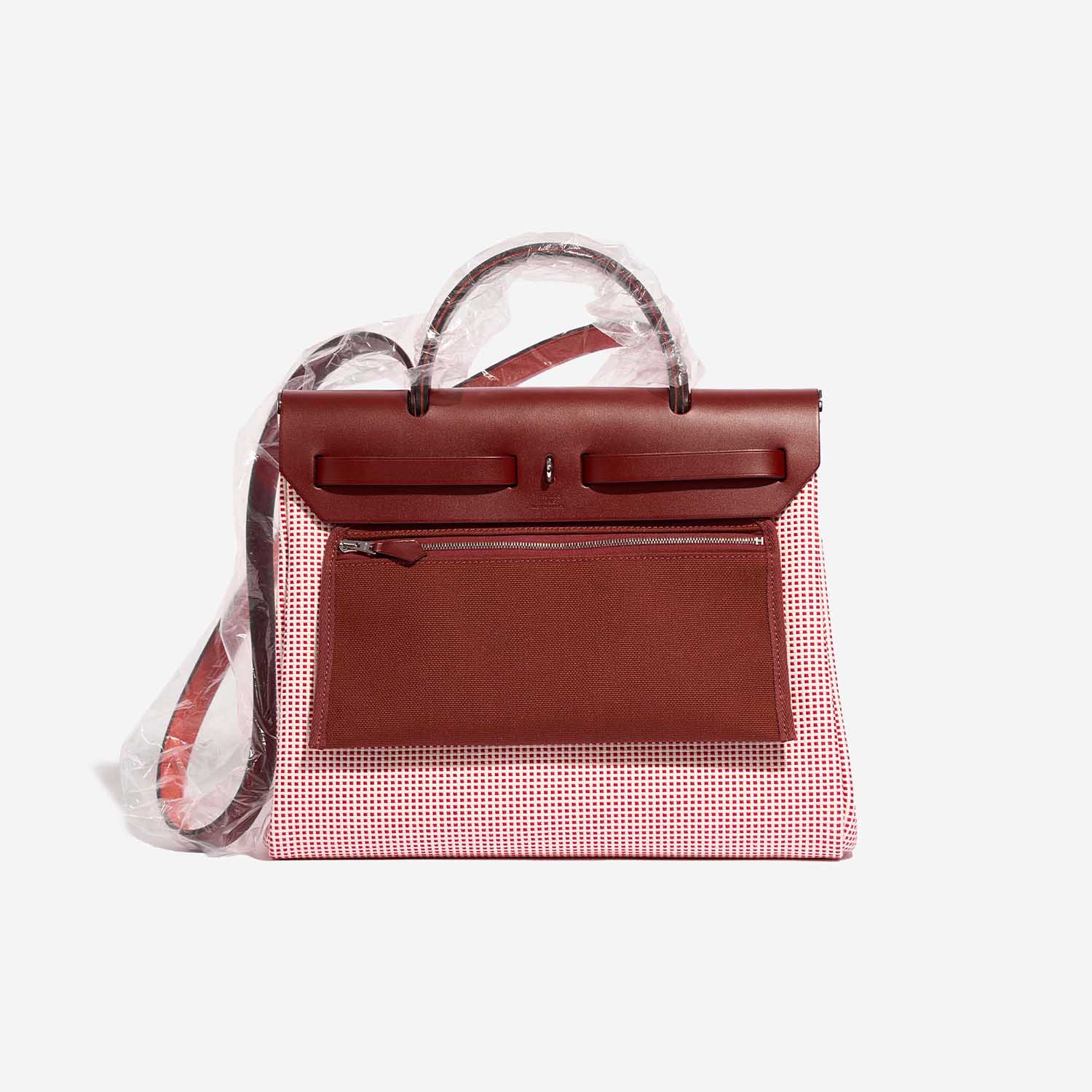 Hermès Herbag 31 EcruBlanc-Framboise-Rouge Back  | Sell your designer bag on Saclab.com