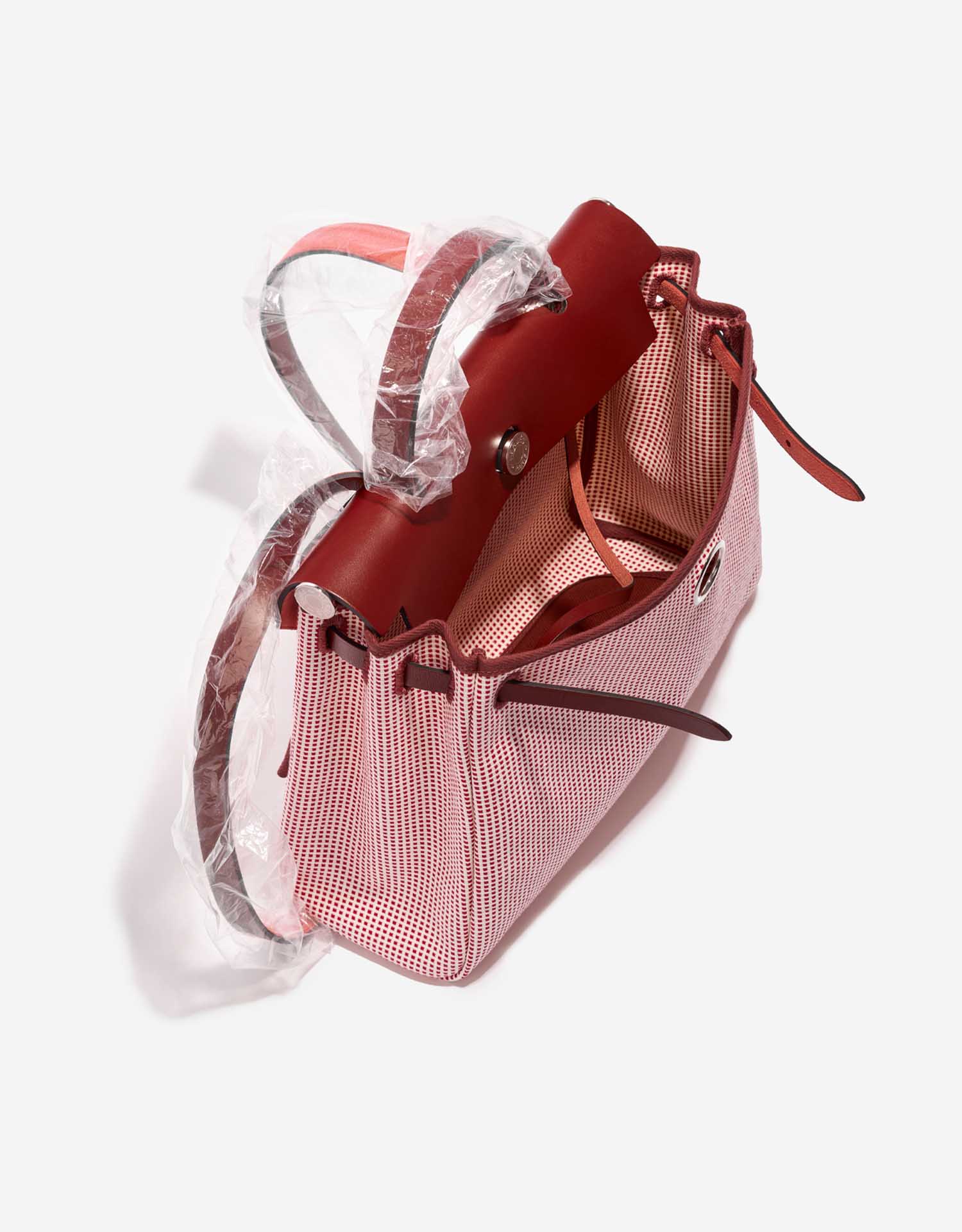 Hermès Herbag 31 EcruBlanc-Framboise-Rouge Innenseite | Verkaufen Sie Ihre Designer-Tasche auf Saclab.com