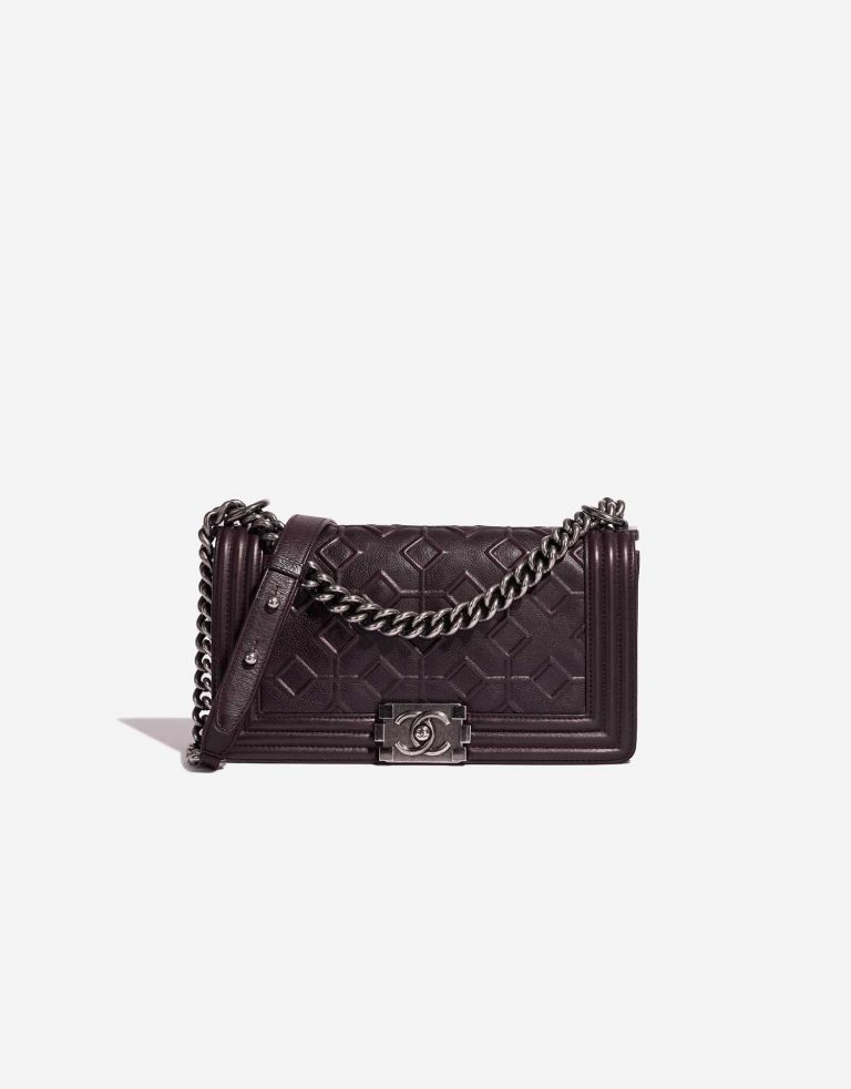 Chanel Boy OldMedium Aubergine Front  | Sell your designer bag on Saclab.com