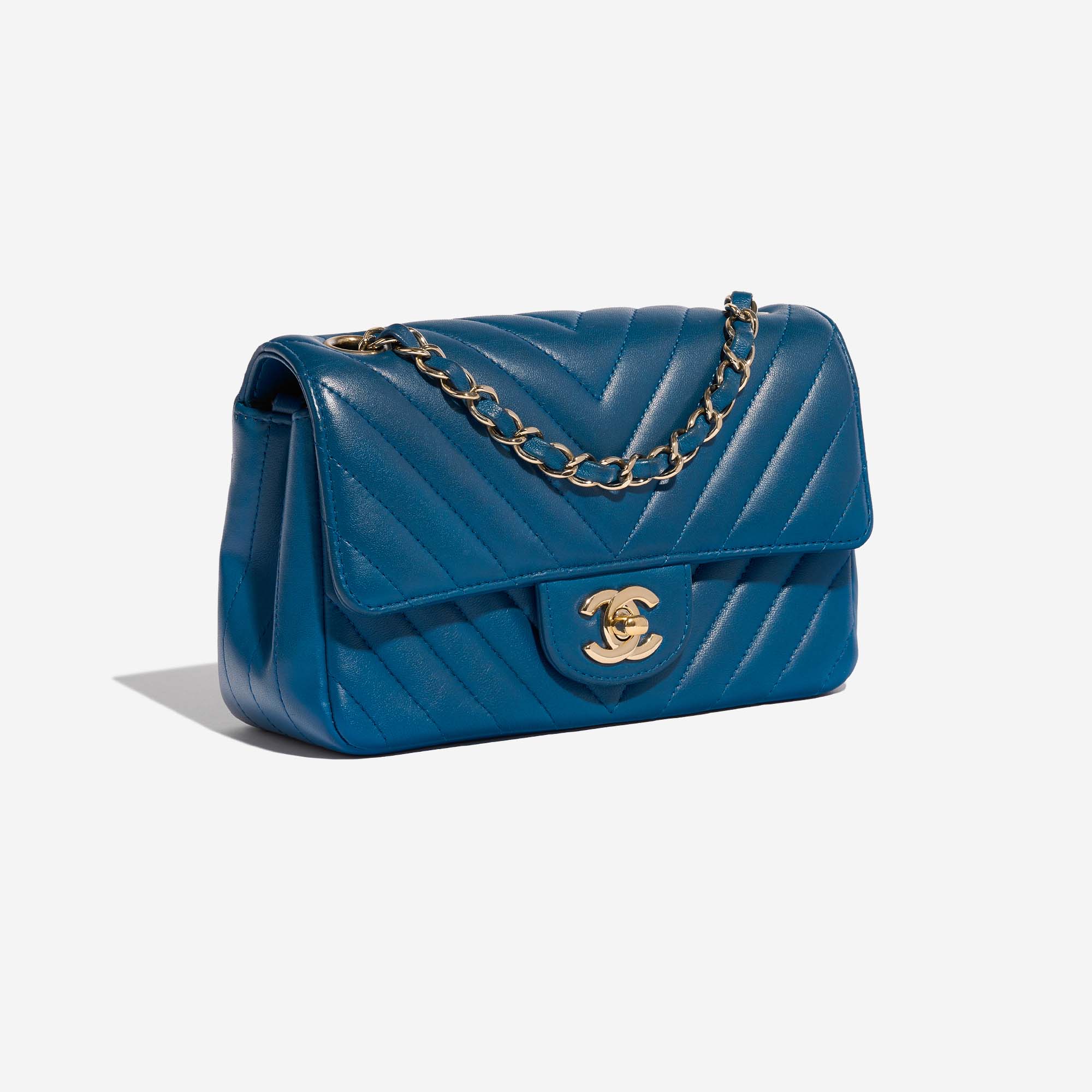 Chanel Timeless MiniRectangular Blue Side Front  | Sell your designer bag on Saclab.com