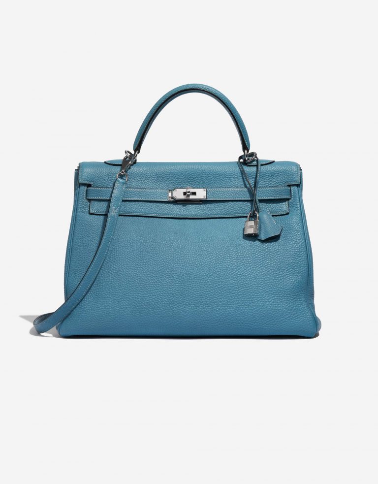 Hermès Kelly 35 BlueJean Front | Vendre votre sac de créateur sur Saclab.com