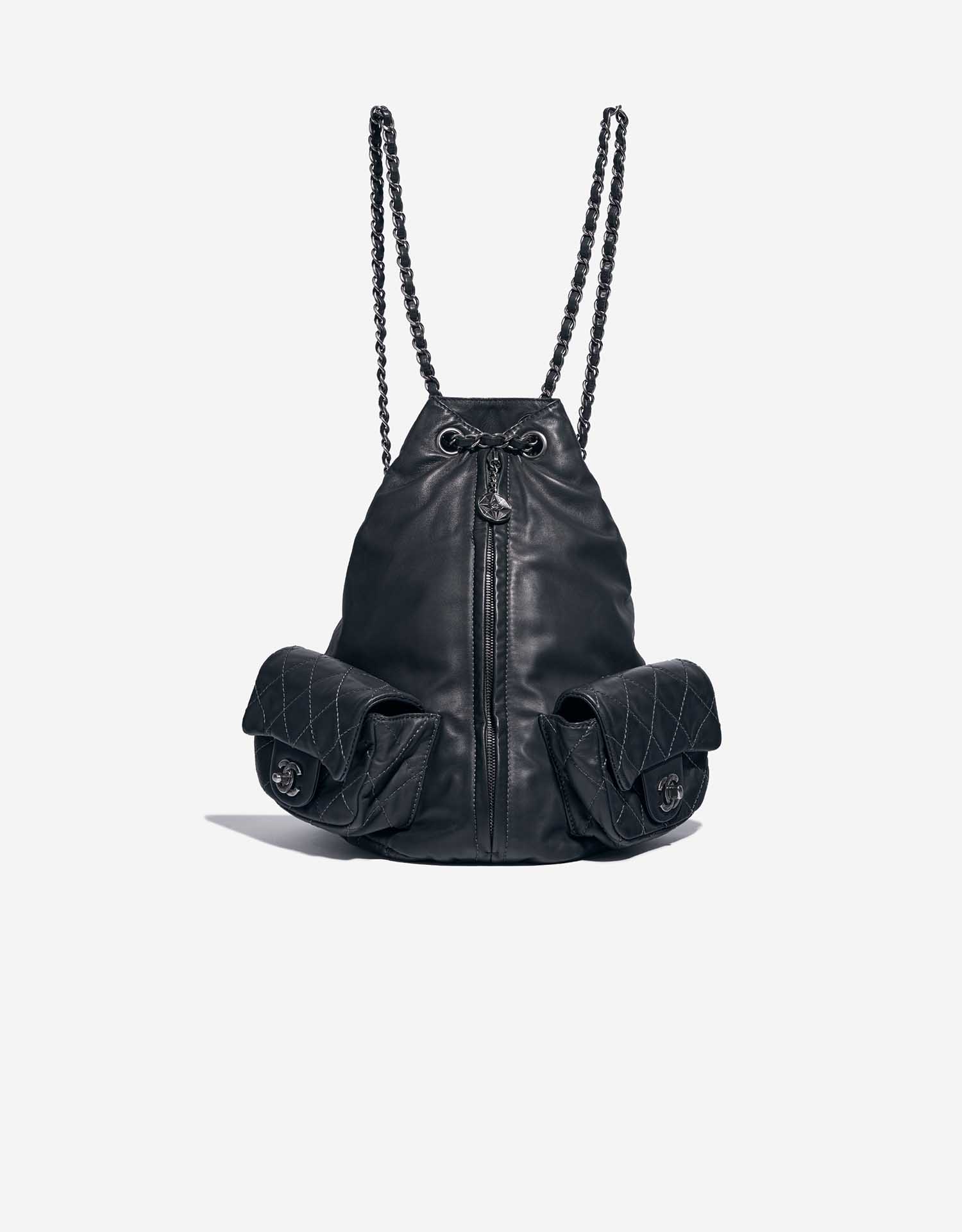 Chanel Backpack Wool / Lamb Blue / Black