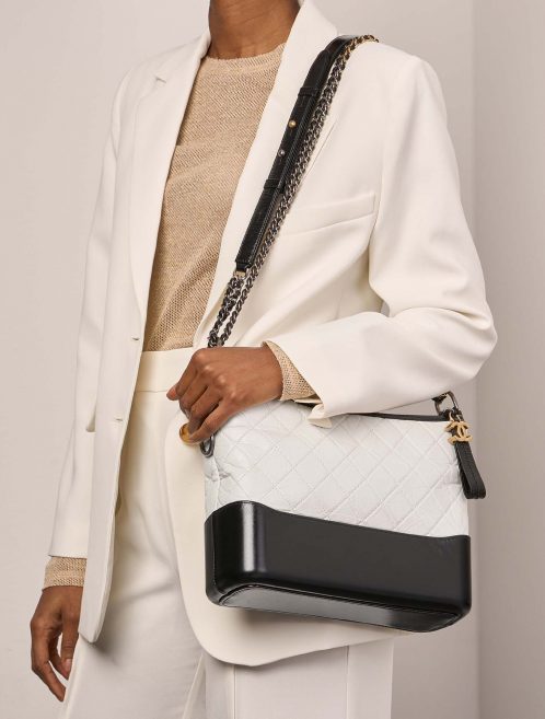 Chanel Gabrielle Medium Black-White Front  | Sell your designer bag on Saclab.com