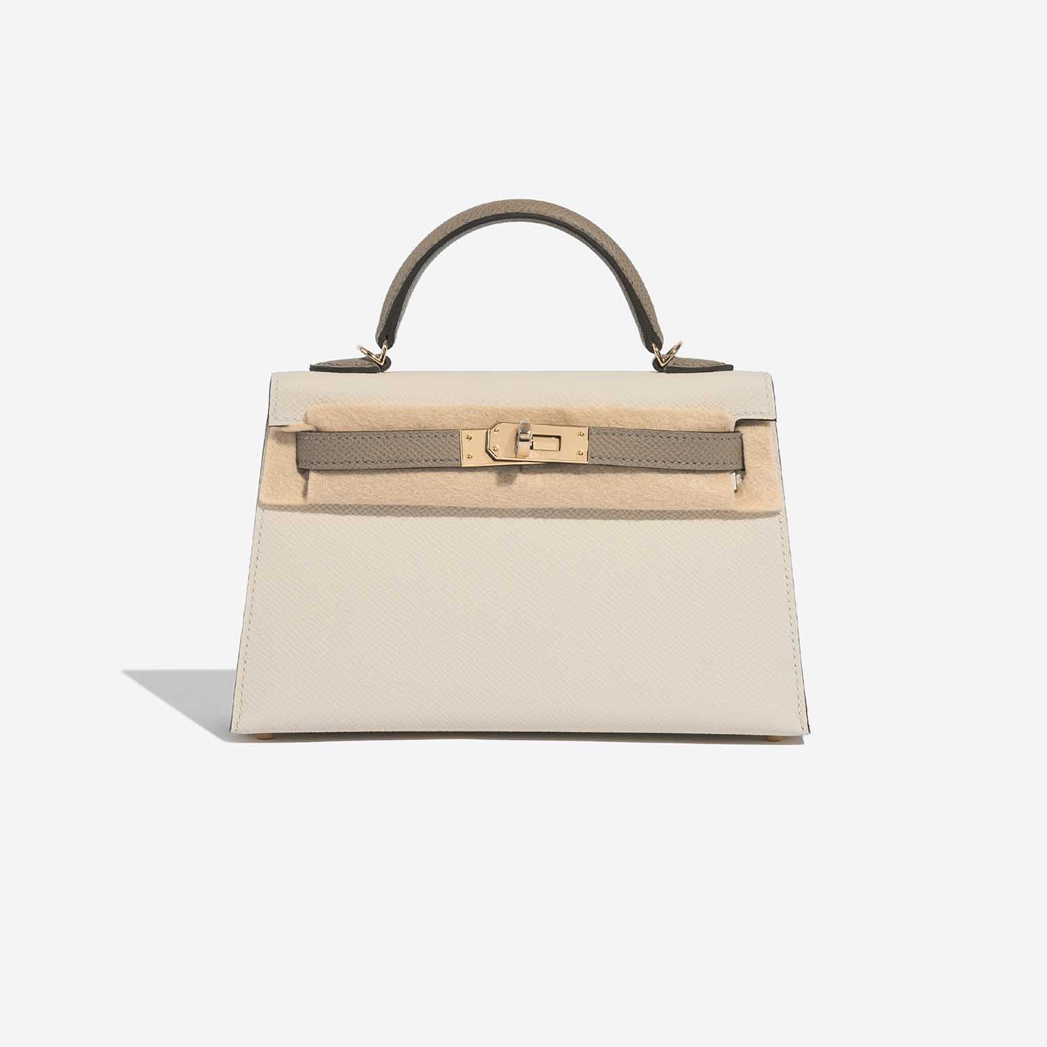 Hermès Kelly Mini Craie-GrisAsphalte Front Velt | Sell your designer bag on Saclab.com
