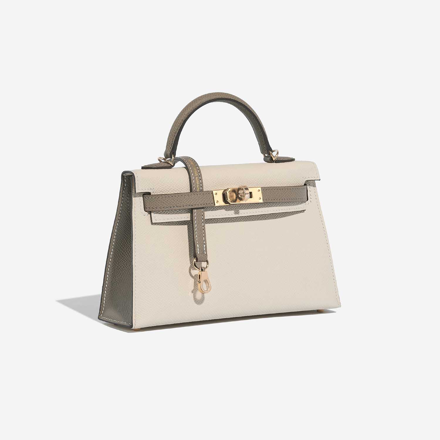 Hermès Kelly Mini Craie-GrisAsphalte Side Front | Verkaufen Sie Ihre Designer-Tasche auf Saclab.com