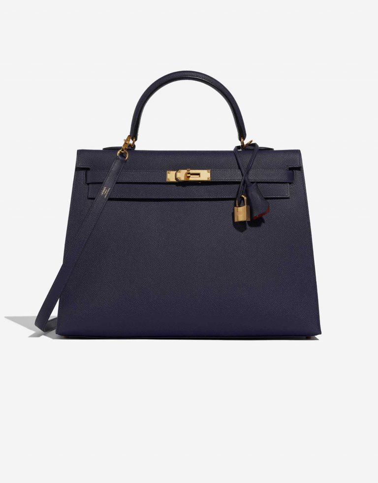 Hermès Kelly 35 BleuSaphir-Geranium Front  | Sell your designer bag on Saclab.com