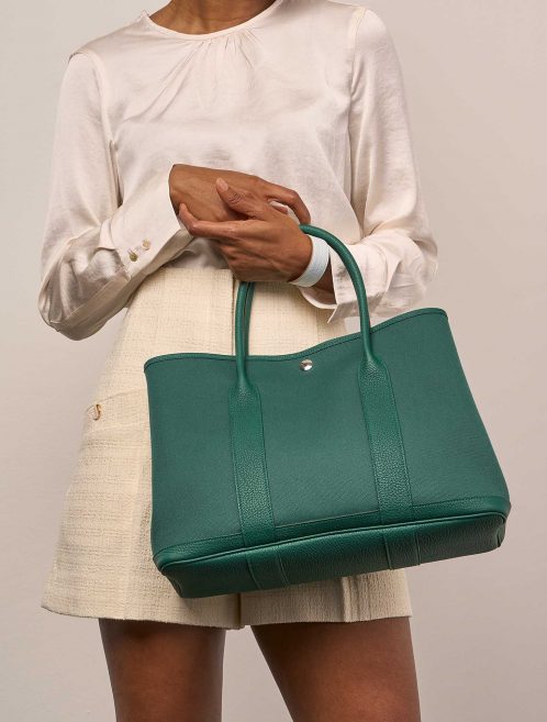 Hermès GardenParty 36 Malachite Sizes Worn | Sell your designer bag on Saclab.com