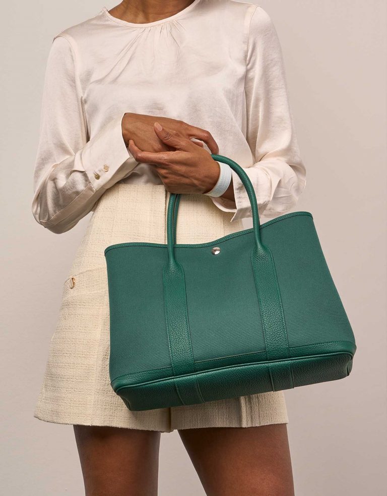 Hermès GardenParty 36 Malachite Sizes Worn | Sell your designer bag on Saclab.com