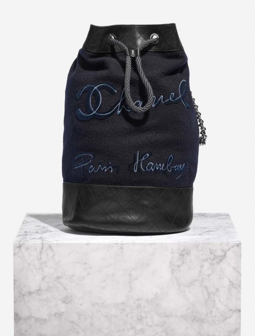 Pre-owned Chanel bag Backpack Wool / Lamb Blue / Black Black, Blue, Multicolour | Sell your designer bag on Saclab.com