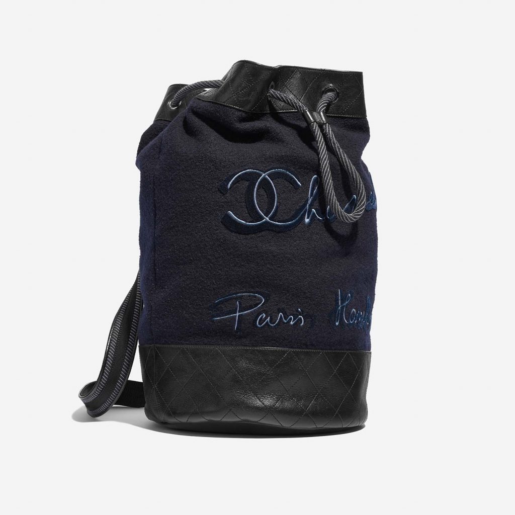 Chanel Backpack Wool / Lamb Blue / Black SACLÀB