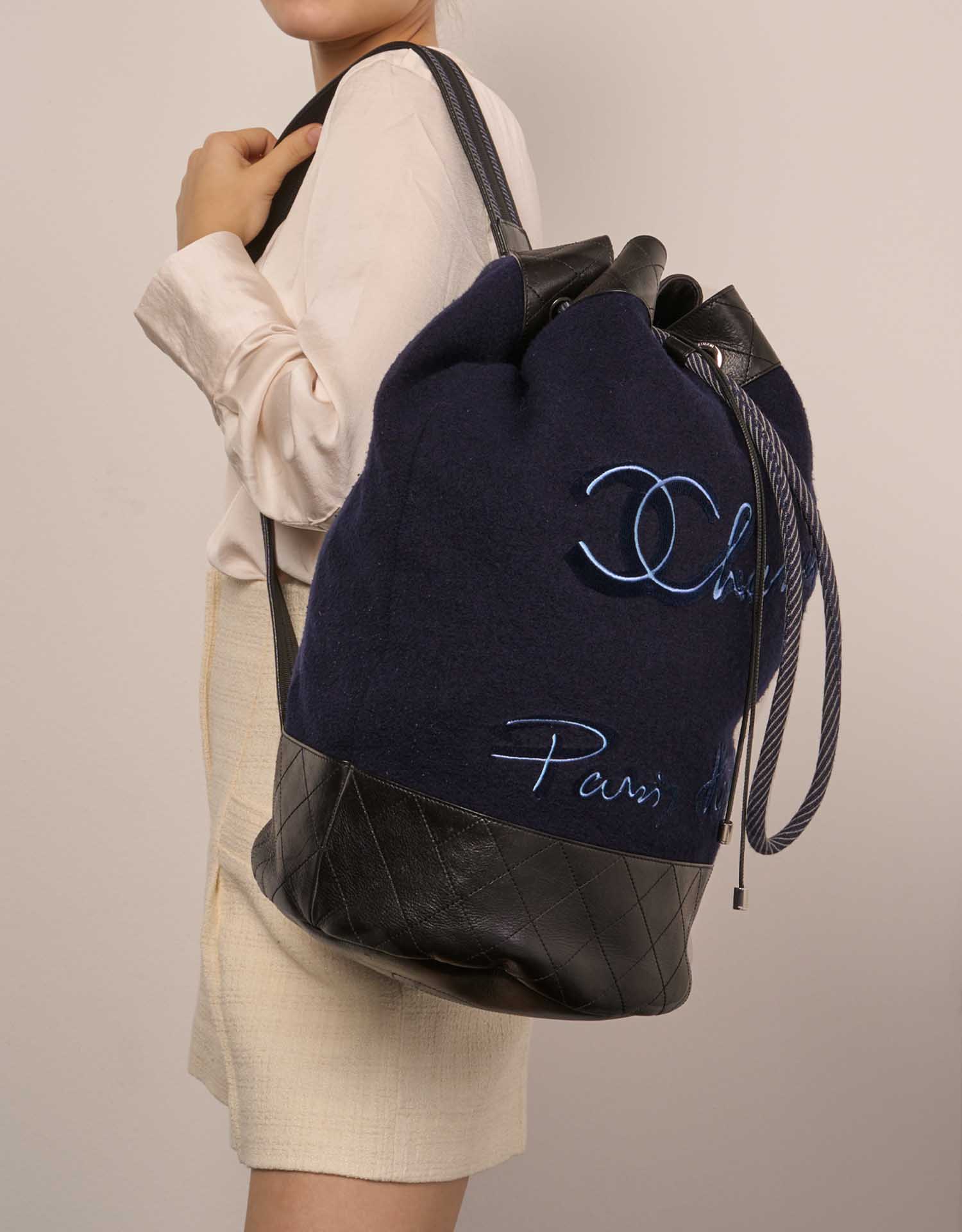 Chanel Backpack Blue-Black Sizes Worn | Sell your designer bag on Saclab.com