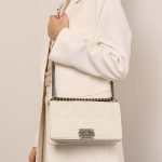 Chanel Boy OldMedium Beige Sizes Worn | Sell your designer bag on Saclab.com