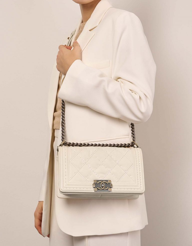 Chanel Boy OldMedium Beige Front  | Sell your designer bag on Saclab.com