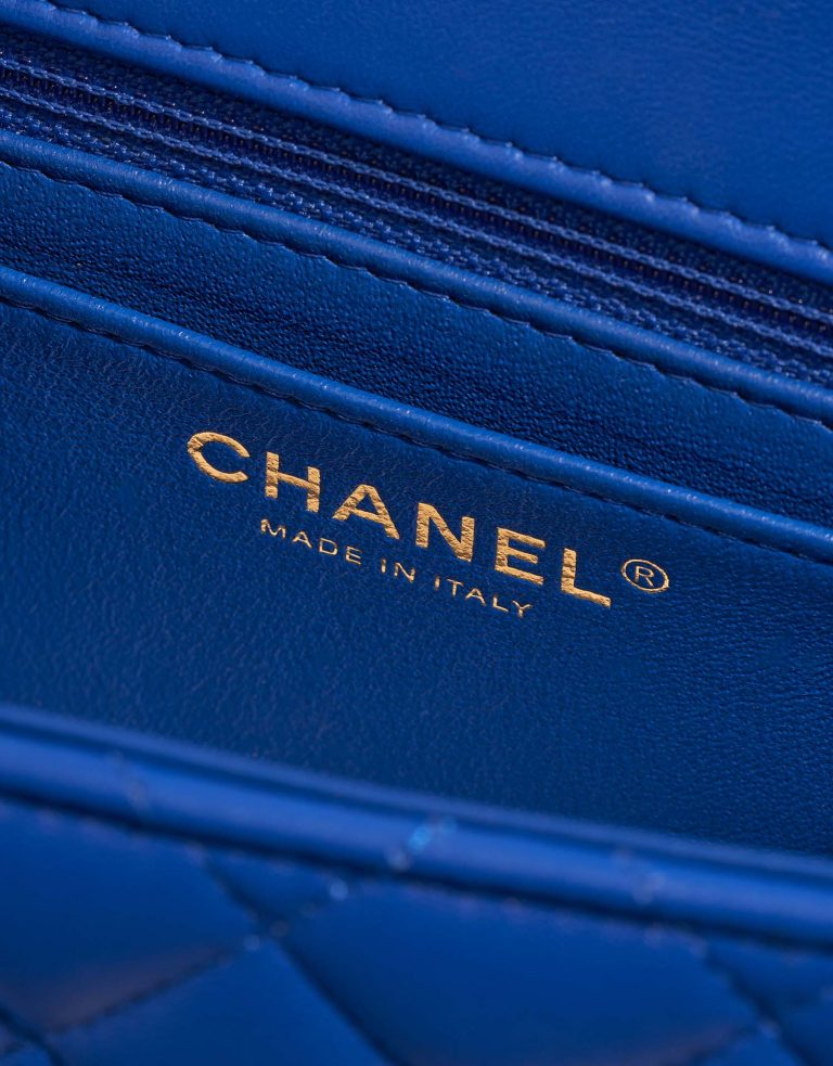 Chanel Timeless MiniSquare ElectriqueBlue Logo  | Sell your designer bag on Saclab.com