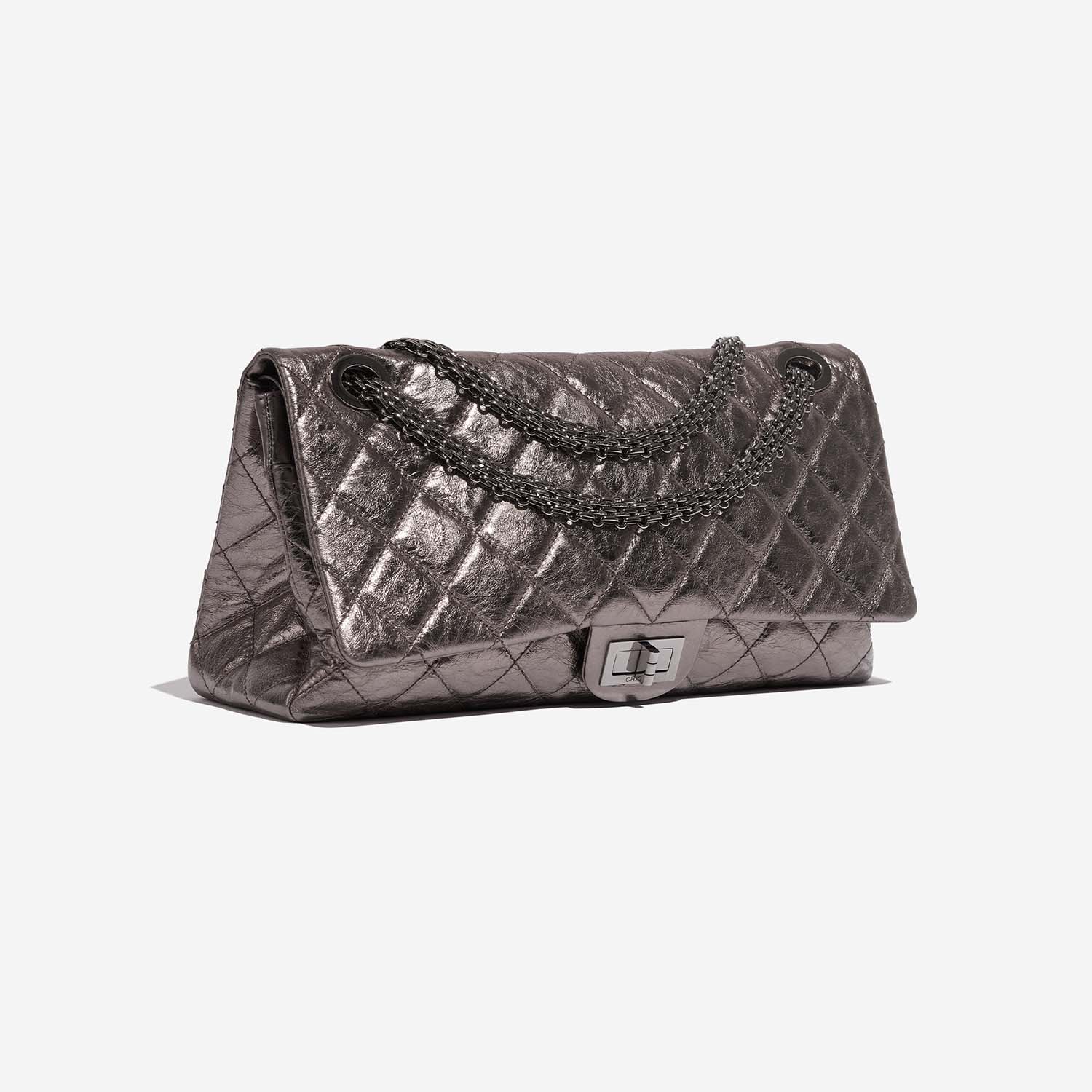 CHANEL Metallic Silver Quilted 2.55 Aged Leather Reissue Double Flap Bag 228  C.2006
