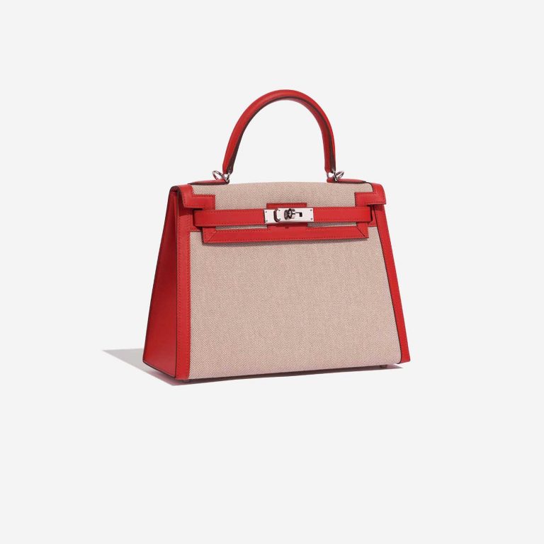 Hermès Kelly 28 RougeTomate-Ecru-Gold Side Front  | Sell your designer bag on Saclab.com