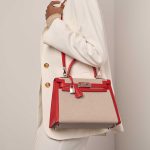 Hermès Kelly 28 RougeTomate-Ecru-Gold D8 | Sell your designer bag on Saclab.com