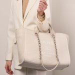 Chanel Deauville Medium Beige-White Sizes Worn | Sell your designer bag on Saclab.com