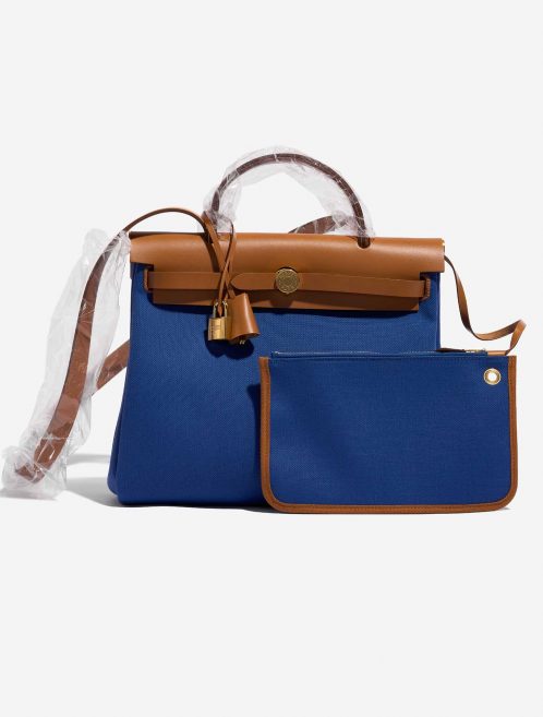 Hermès Herbag 31 BleuDeFrance-Fauve Front  | Sell your designer bag on Saclab.com