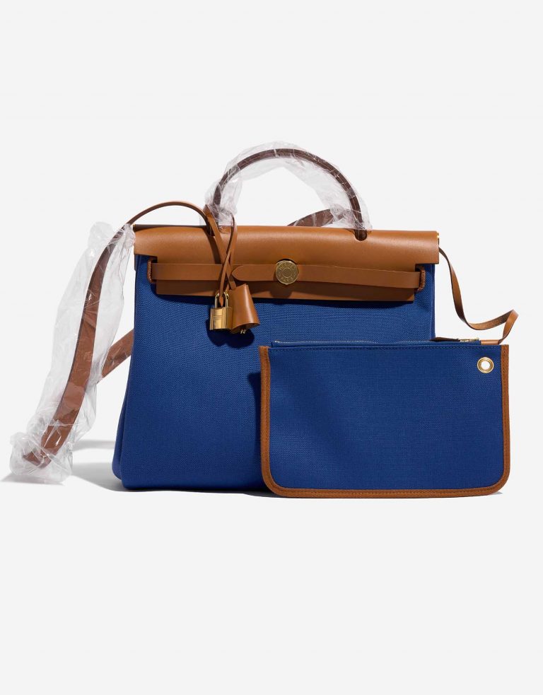 Hermès Herbag 31 BleuDeFrance-Fauve Front  | Sell your designer bag on Saclab.com
