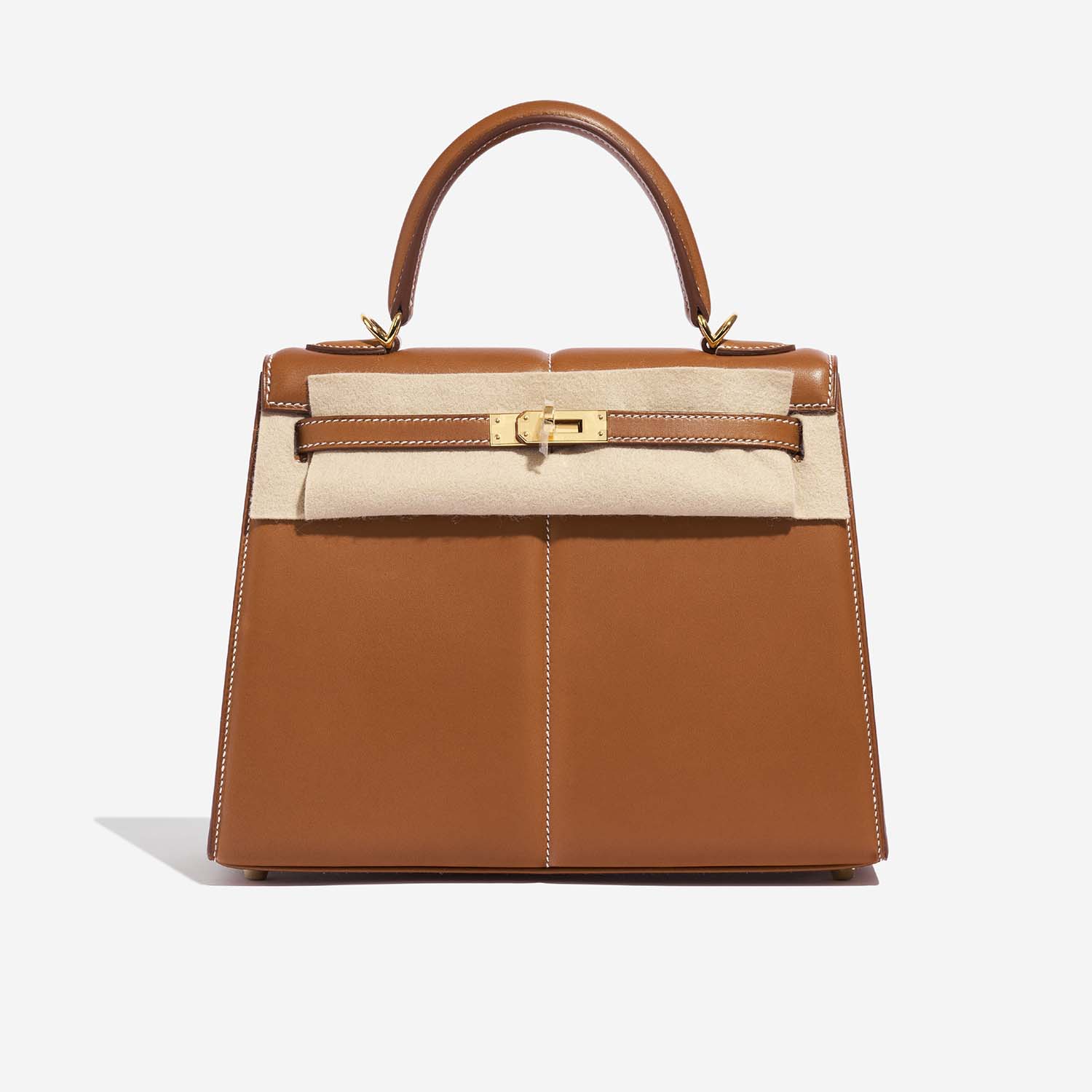 Hermès KellyPadded 25 Fauve Front Velt | Sell your designer bag on Saclab.com