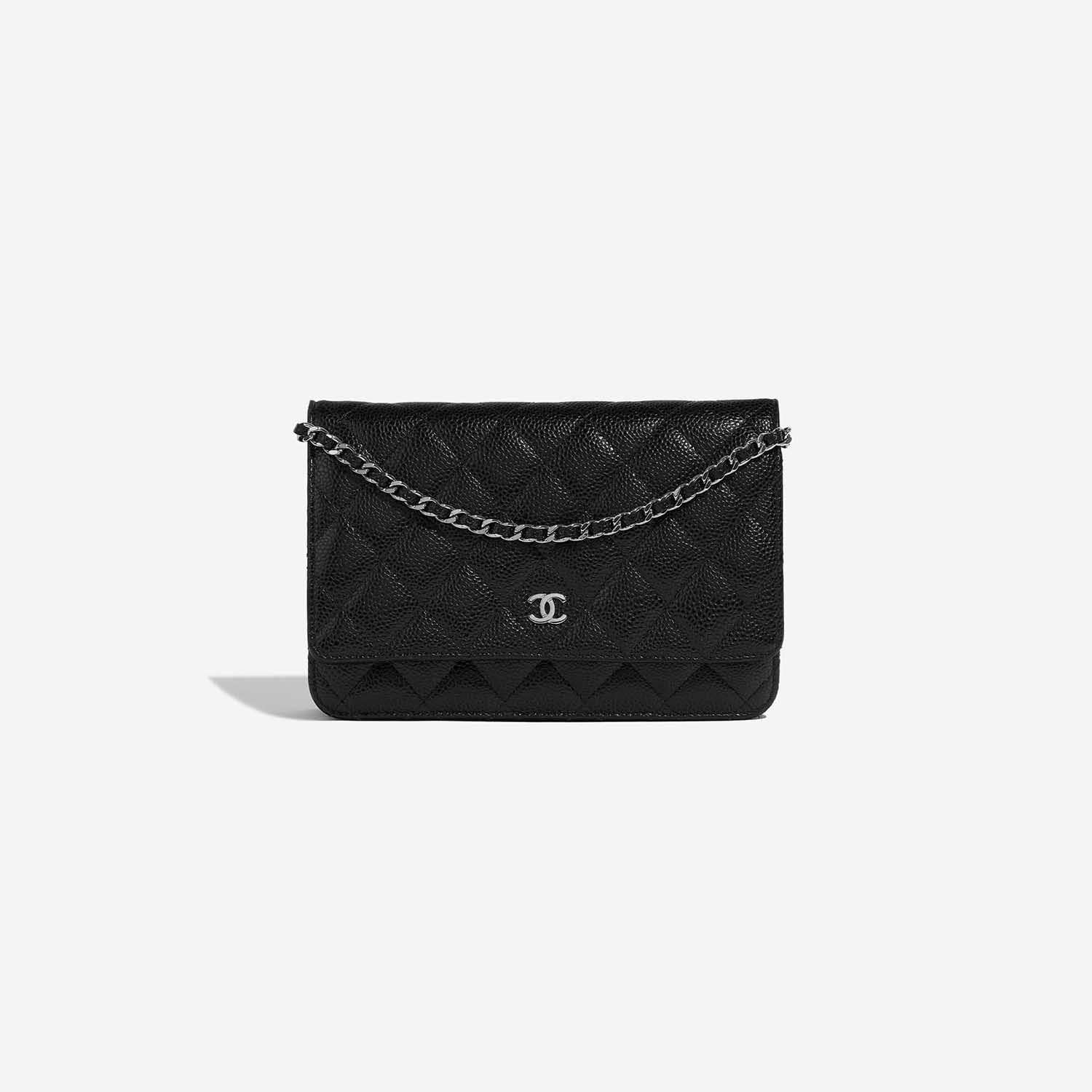 Chanel Black Quilted Caviar Wallet On Chain Silver Hardware, 2022
