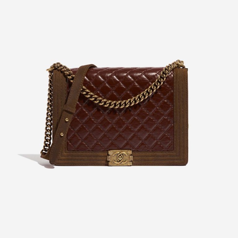 Chanel Boy Large Burgundy-Brown Front  | Sell your designer bag on Saclab.com