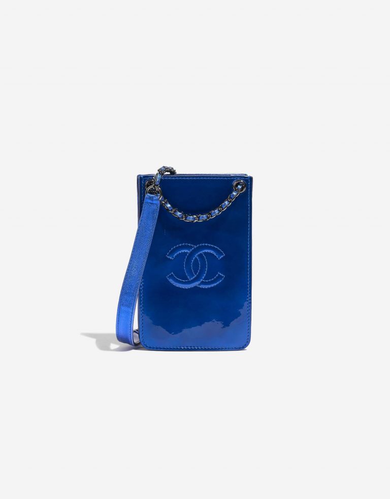 Chanel PhoneHolder MetallicBlue Front  | Sell your designer bag on Saclab.com