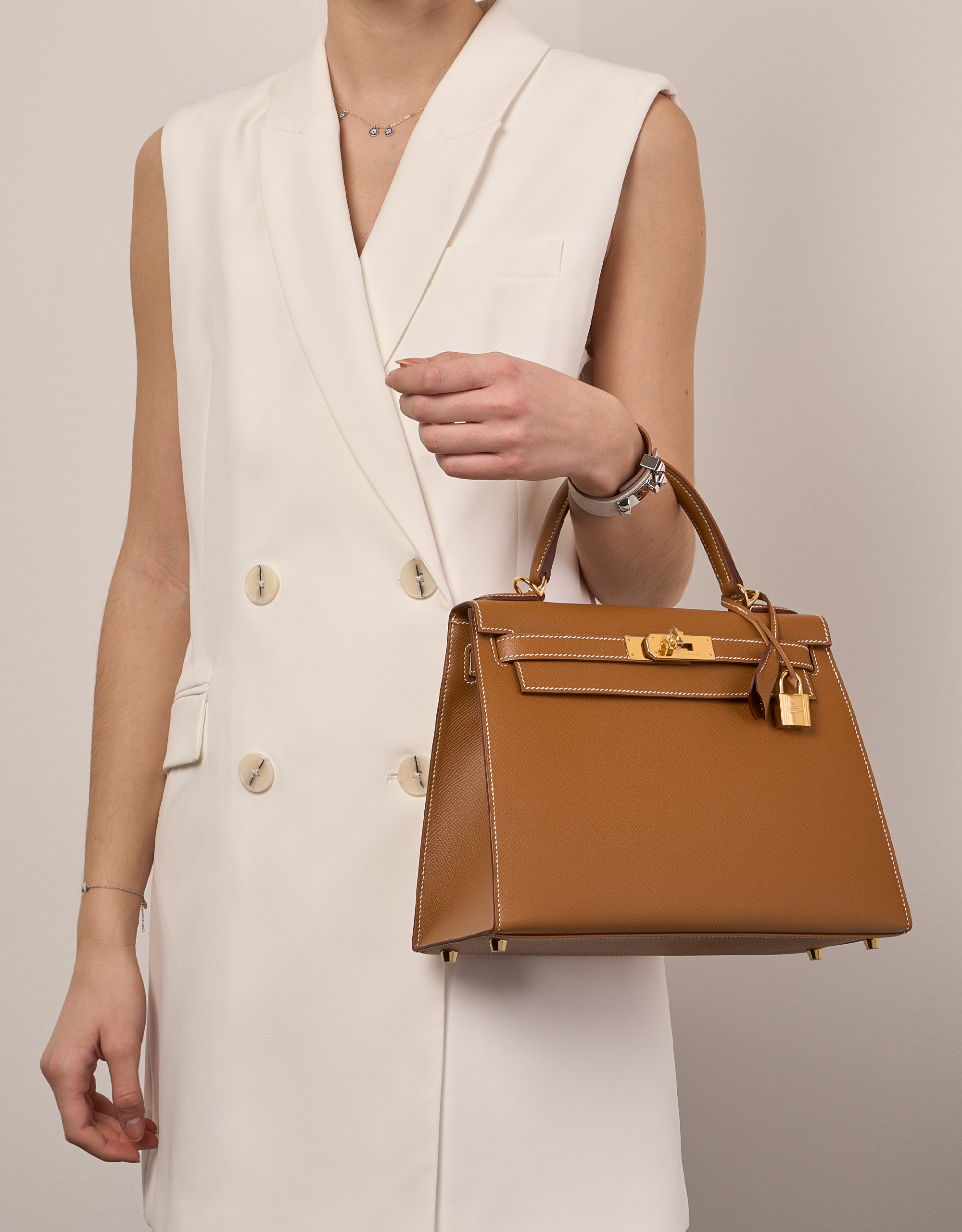 Hermes Kelly Handbag Bicolor Epsom with Brushed Gold Hardware 28 Multicolor  210352151
