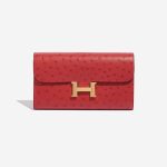 Pre-owned Hermès bag Constance Long Wallet Ostrich Rouge Vif Red | Sell your designer bag on Saclab.com