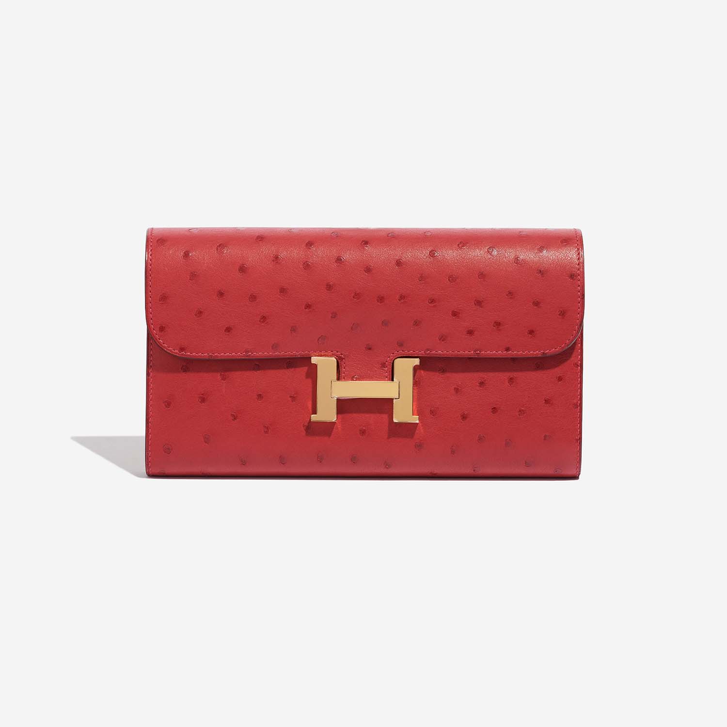 Pre-owned Hermès bag Constance Long Wallet Ostrich Rouge Vif Red | Sell your designer bag on Saclab.com