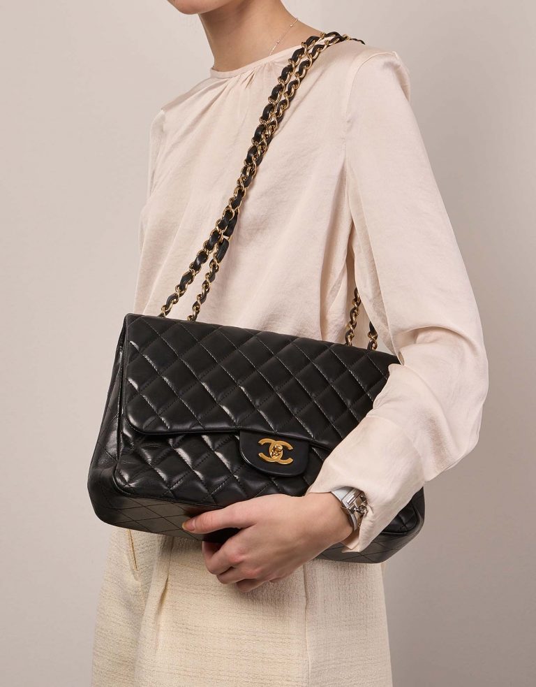CHANEL Quilted Leather CC Flap Maxi Bag Black