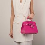 Hermès Birkin 25 RosePourpre Sizes Worn | Sell your designer bag on Saclab.com