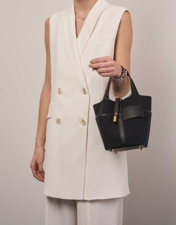 Hermès Picotin Cargo 18 Toile Goeland / Swift Black SACLÀB