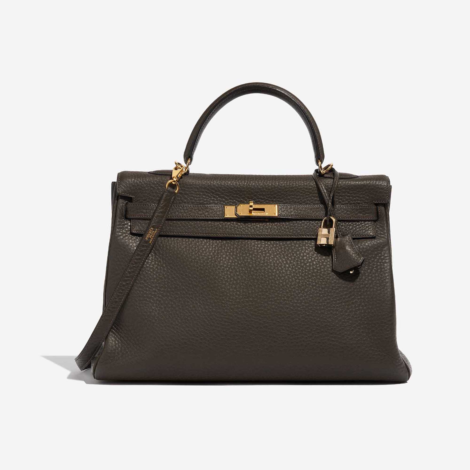 Pre-owned Hermès bag Kelly 35 Togo Chocolate Brown Front | Sell your designer bag on Saclab.com