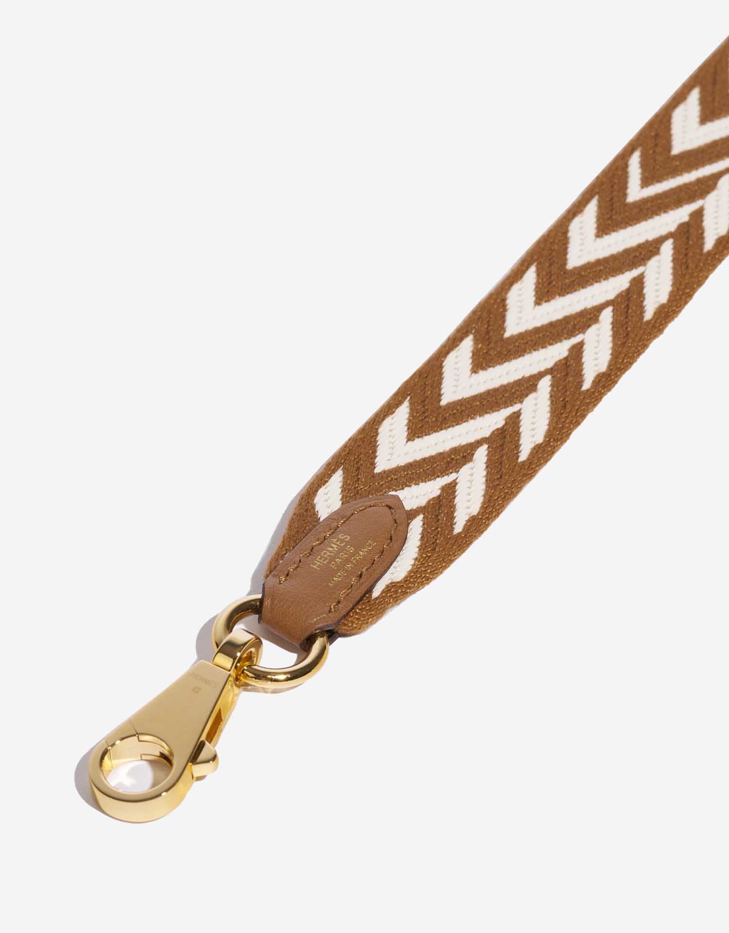 Hermès WHITE and GOLD CANVAS, GOLD SWIFT LEATHER SANGLE CAVALE 50MM STRAP