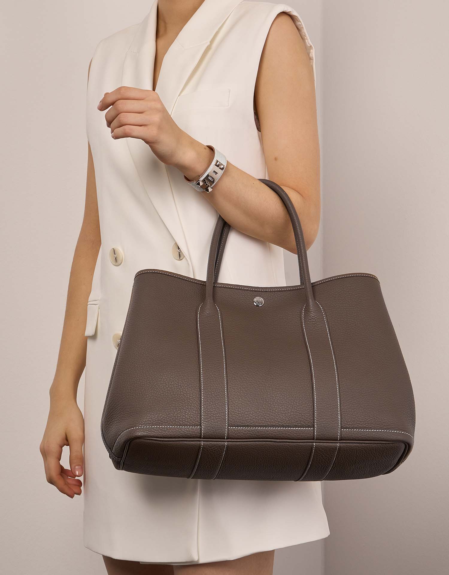 Hermès GardenParty 36 Etoupe Sizes Worn | Sell your designer bag on Saclab.com