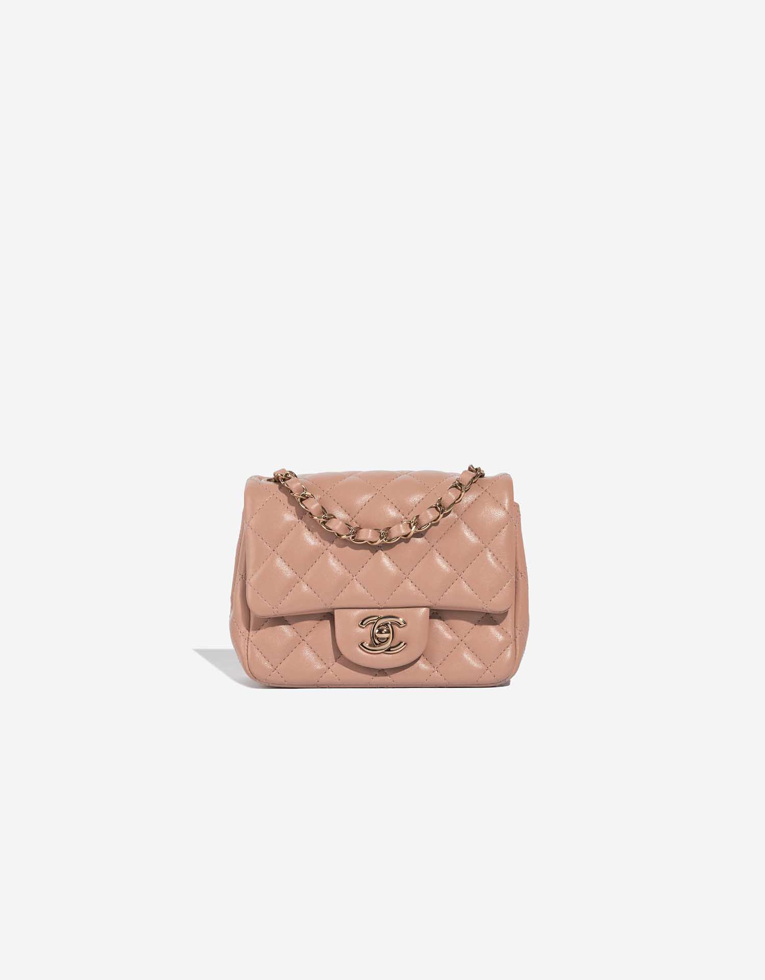 Chanel Beige Quilted Lambskin Vintage Mini Classic Single Flap Bag