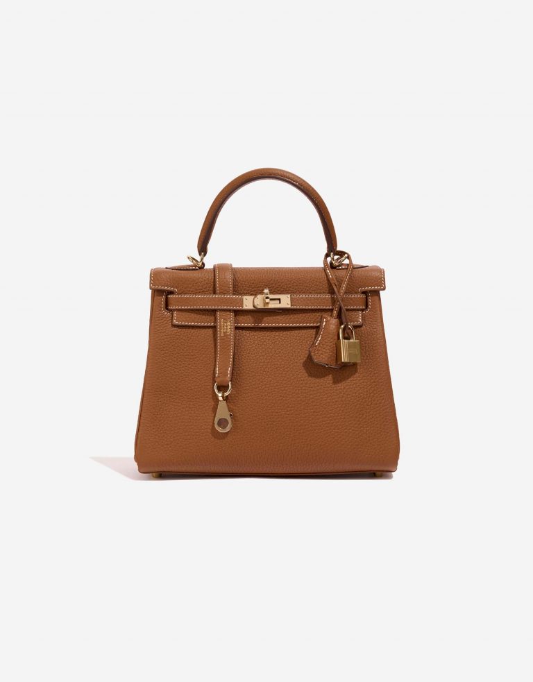 Hermès Kelly 25 Gold-GrisPerle Front  | Sell your designer bag on Saclab.com