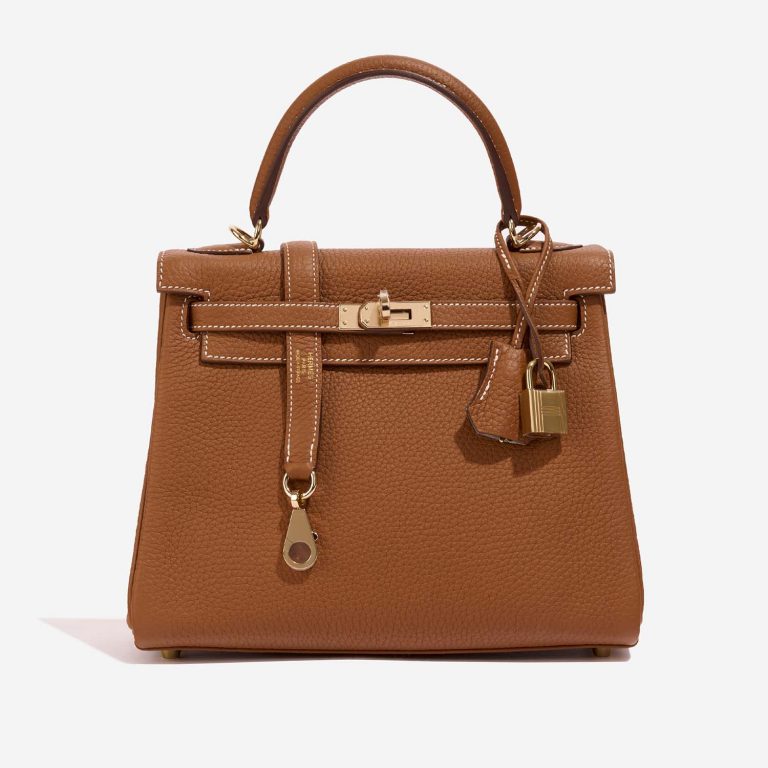 Hermès Kelly 25 Gold-GrisPerle Front | Vendez votre sac de créateur sur Saclab.com